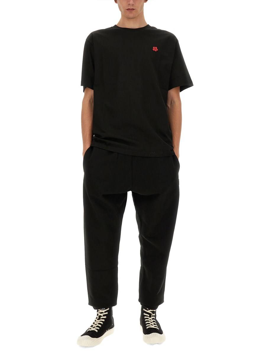 KENZO T-SHIRT IN JERSEY DI COTONE CON PATCH LOGO