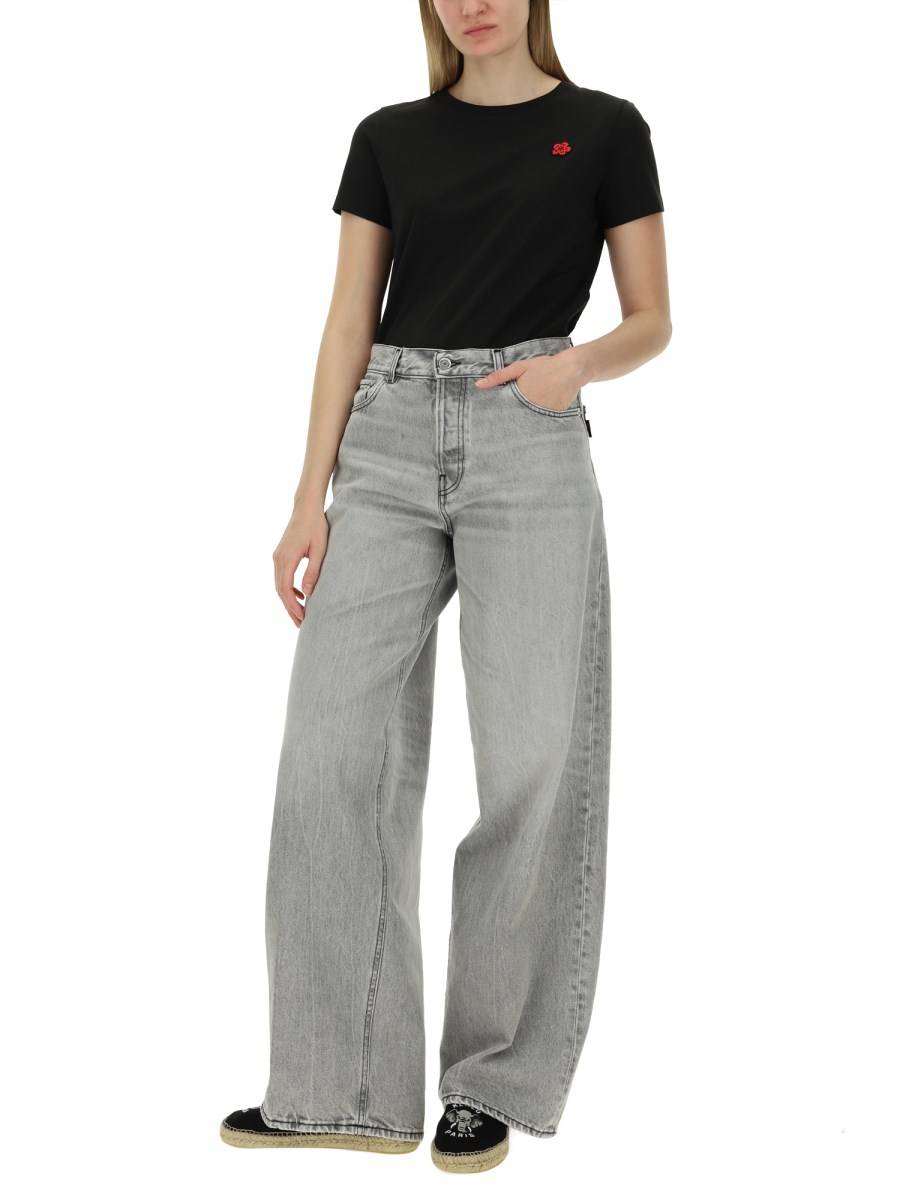 KENZO T-SHIRT IN JERSEY DI COTONE CON PATCH LOGO