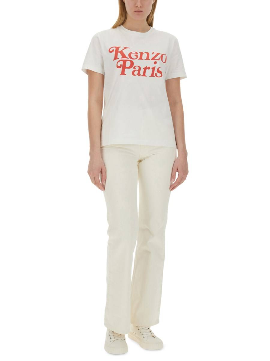KENZO T-SHIRT IN JERSEY DI COTONE CON STAMPA LOGO