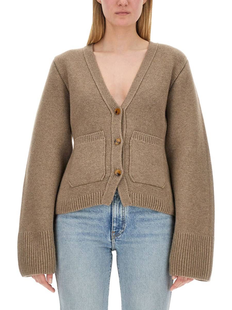 KHAITE CARDIGAN "SCARLET" IN CASHMERE CON SCOLLO A V