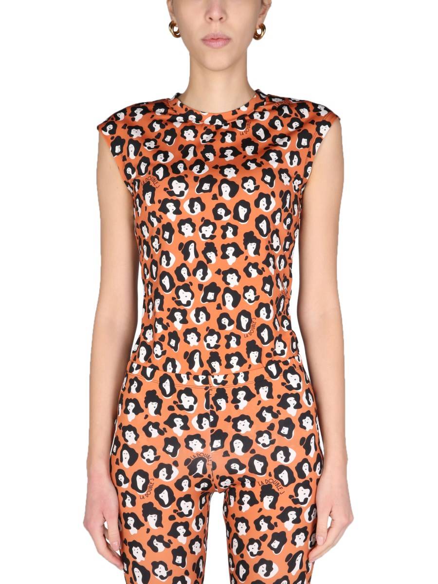 LA DOUBLEJ T-SHIRT LADY LEOPARD IN NYLON