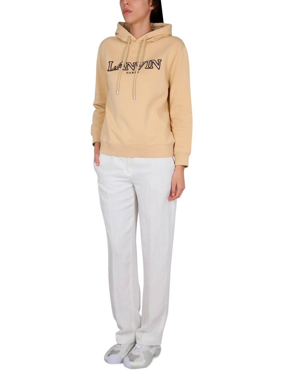 LANVIN FELPA IN COTONE CON CAPPUCCIO E RICAMO LOGO