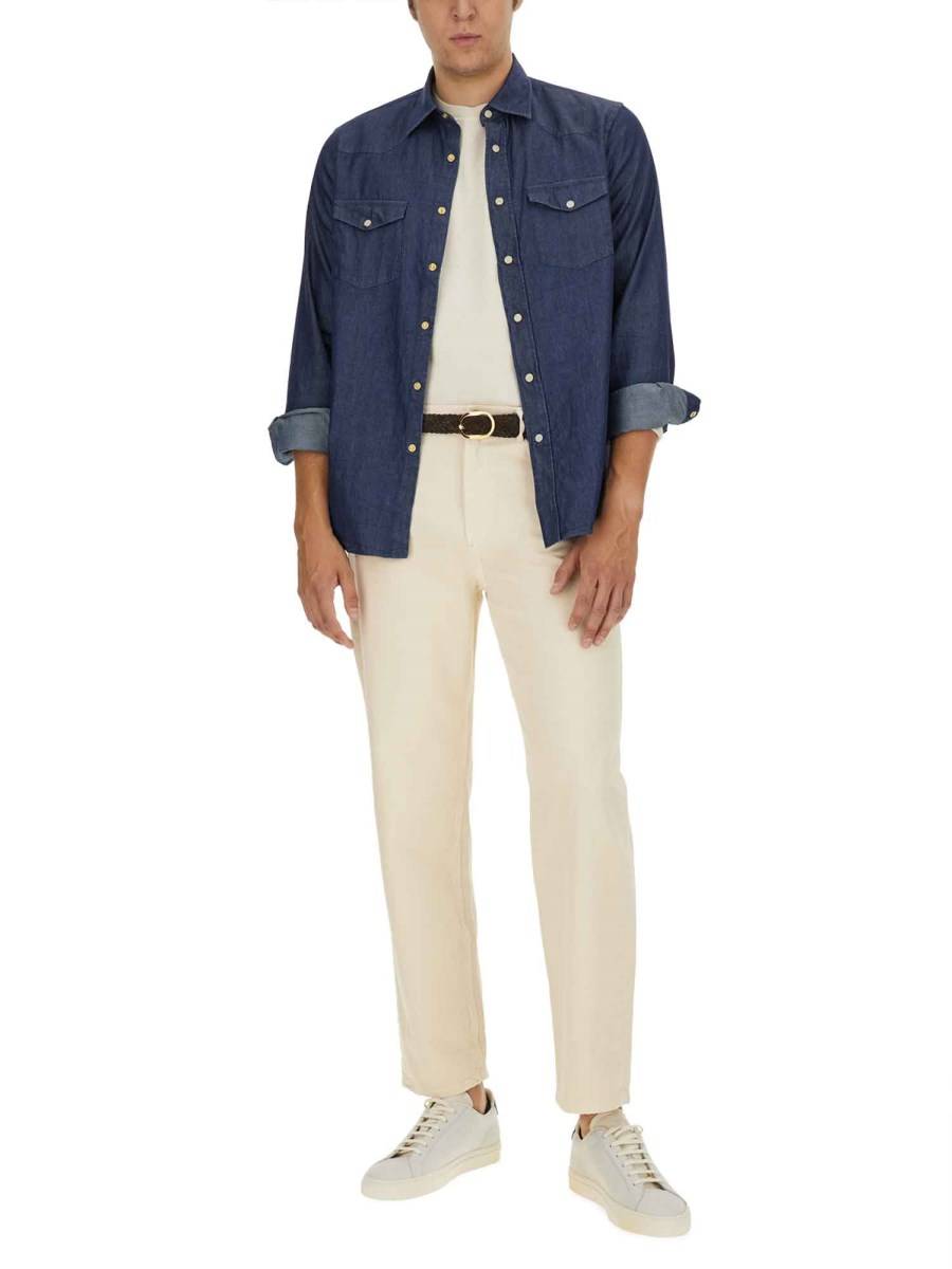 LARDINI CAMICIA REGULAR FIT IN DENIM DI COTONE