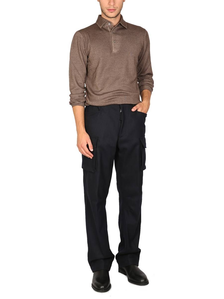 LARDINI PANTALONE CARGO IN FLANELLA CARDATA