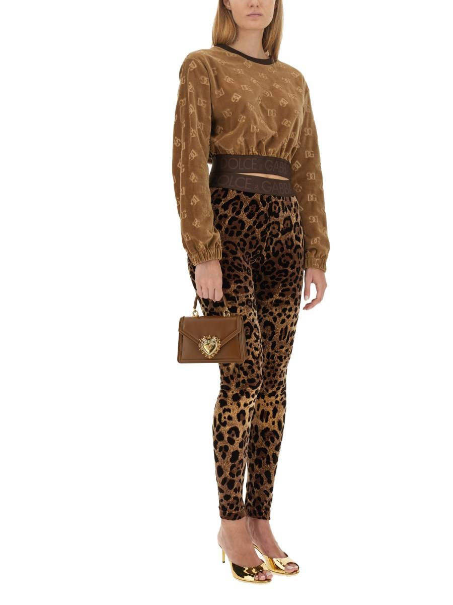 DOLCE & GABBANA LEGGINGS IN CINIGLIA JACQUARD LEOPARDO