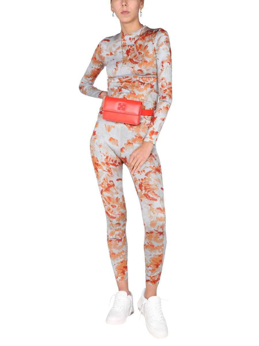 OFF-WHITE LEGGINS IN JERSEY CON MOTIVO CHINE FLOWERS
