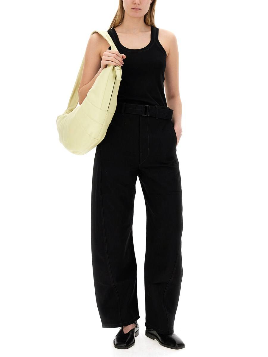 LEMAIRE PANTALONE CON CINTURA IN DENIM DI COTONE