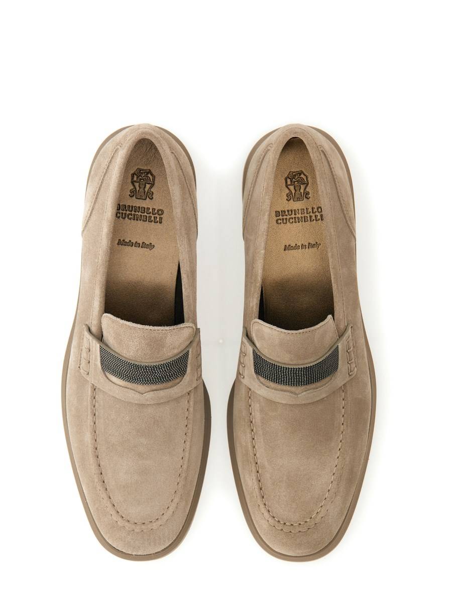 BRUNELLO CUCINELLI LOAFER "PENNY" IN CAMOSCIO CON MONILE