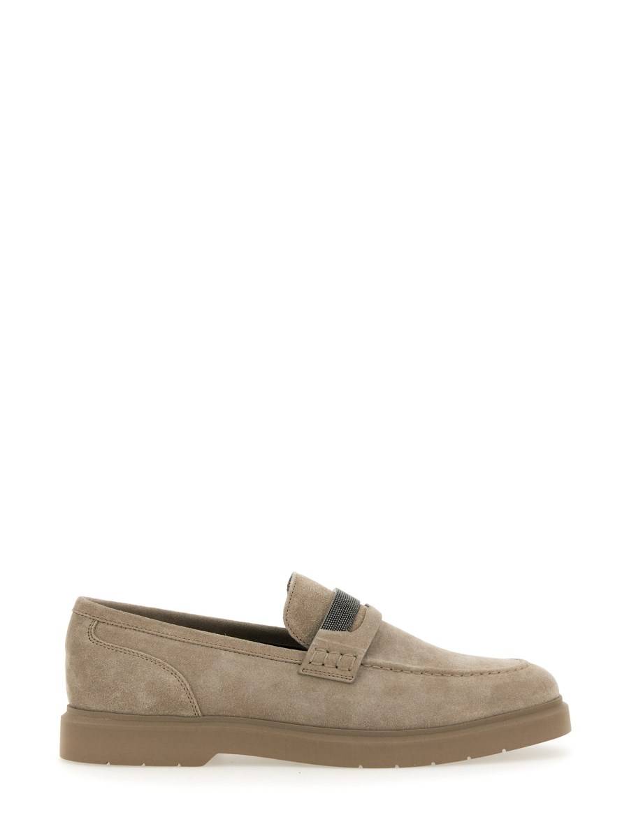 BRUNELLO CUCINELLI LOAFER "PENNY" IN CAMOSCIO CON MONILE