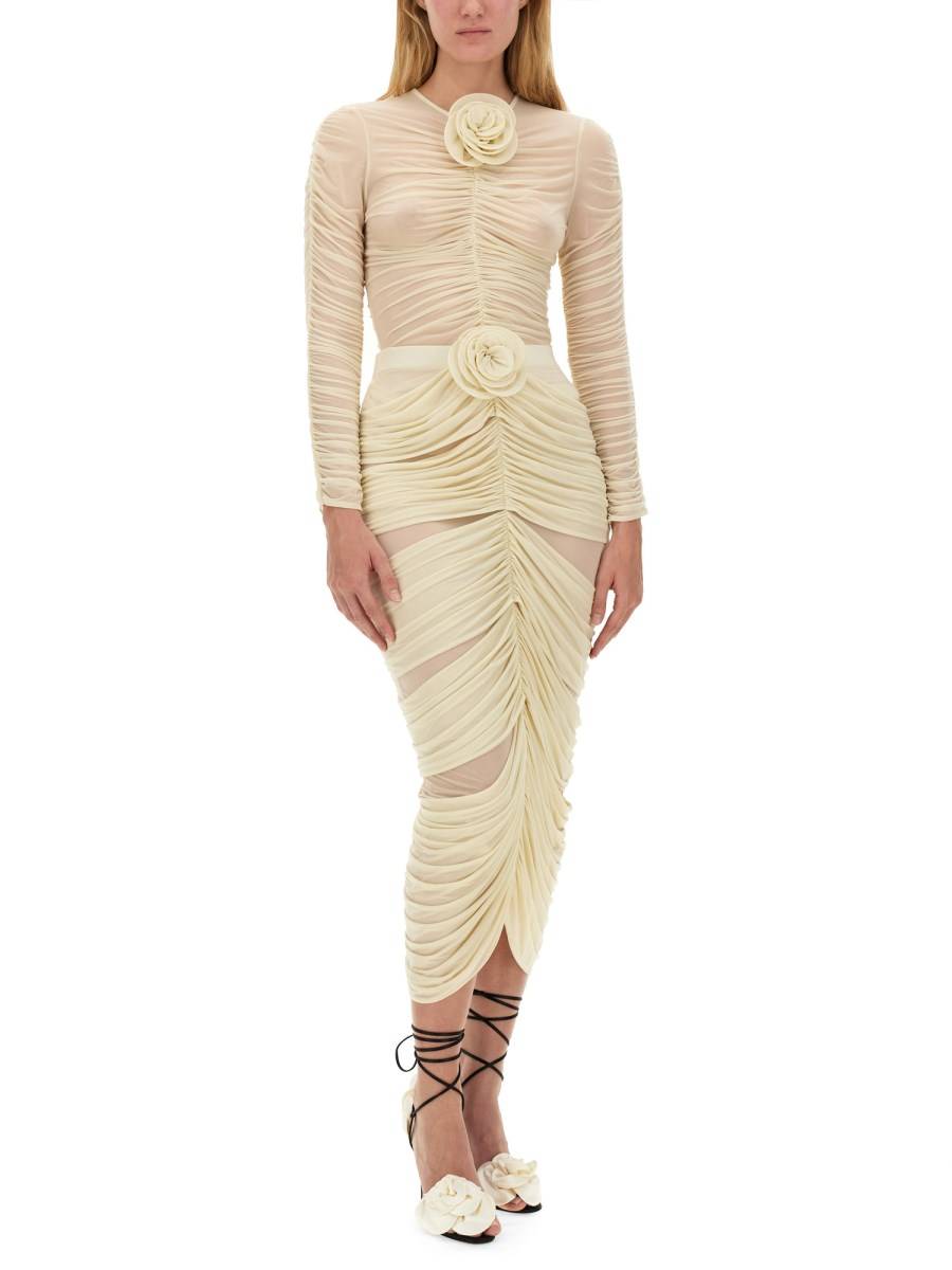 MAGDA BUTRYM GONNA MIDI IN SETA CON RUCHES