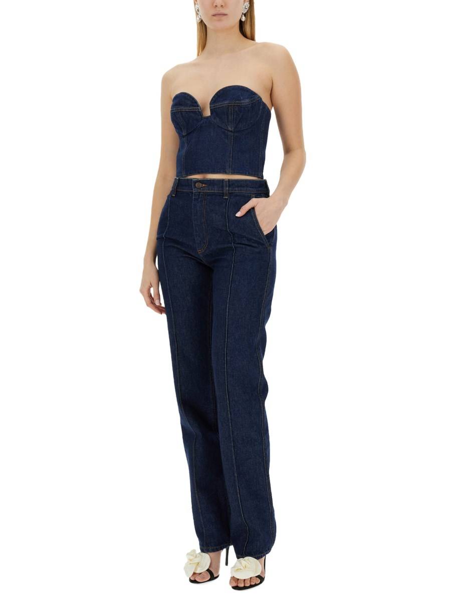 MAGDA BUTRYM TOP A CORSETTO IN DENIM DI COTONE