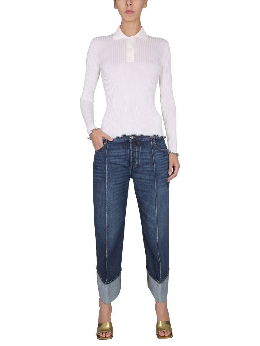 BOTTEGA VENETA MAGLIA A COSTE IN SETA E CASHMERE LEGGERO