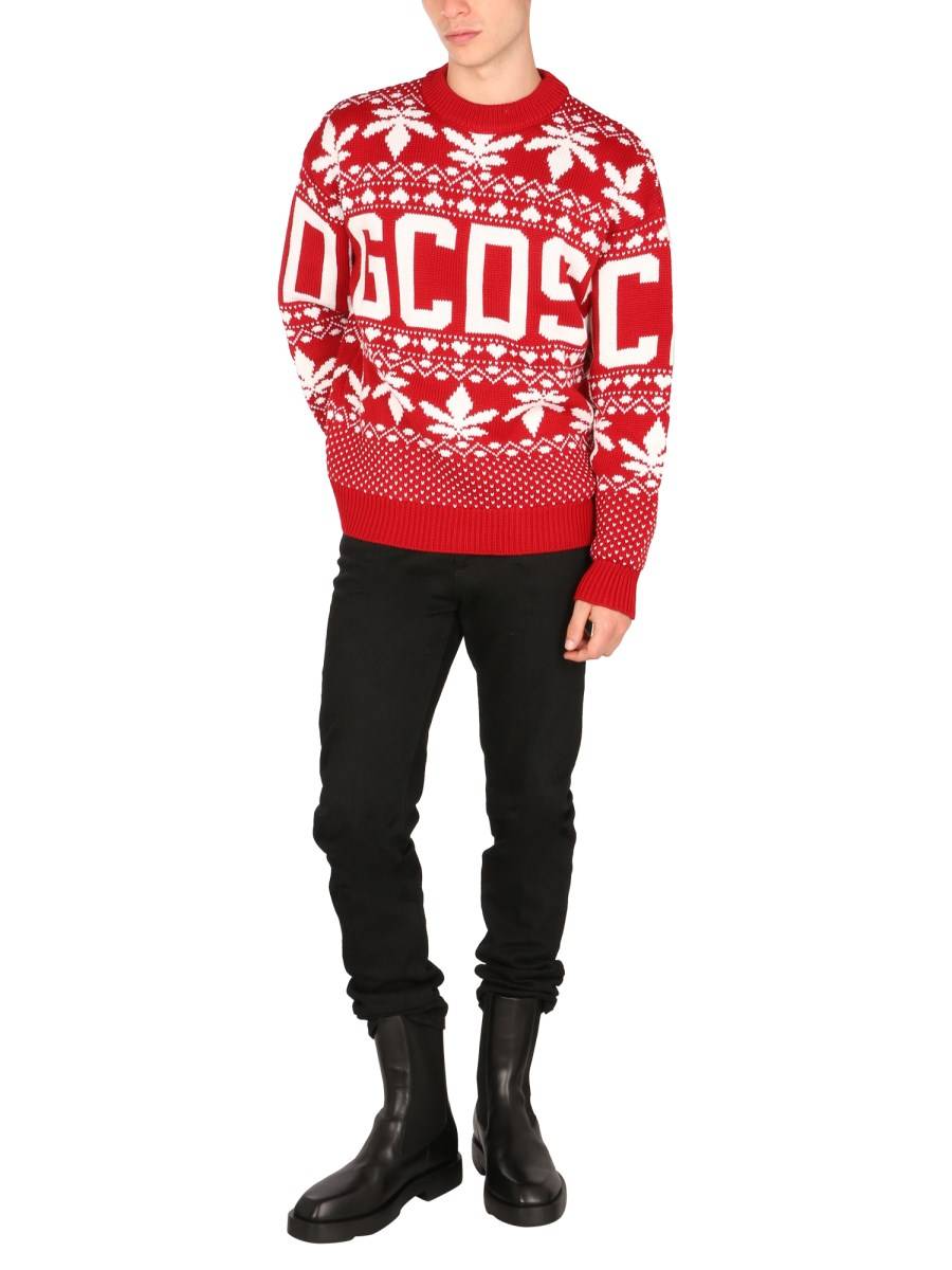 GCDS MAGLIA CHRISTMAS IN MISTO LANA CON INTARSIO LOGO