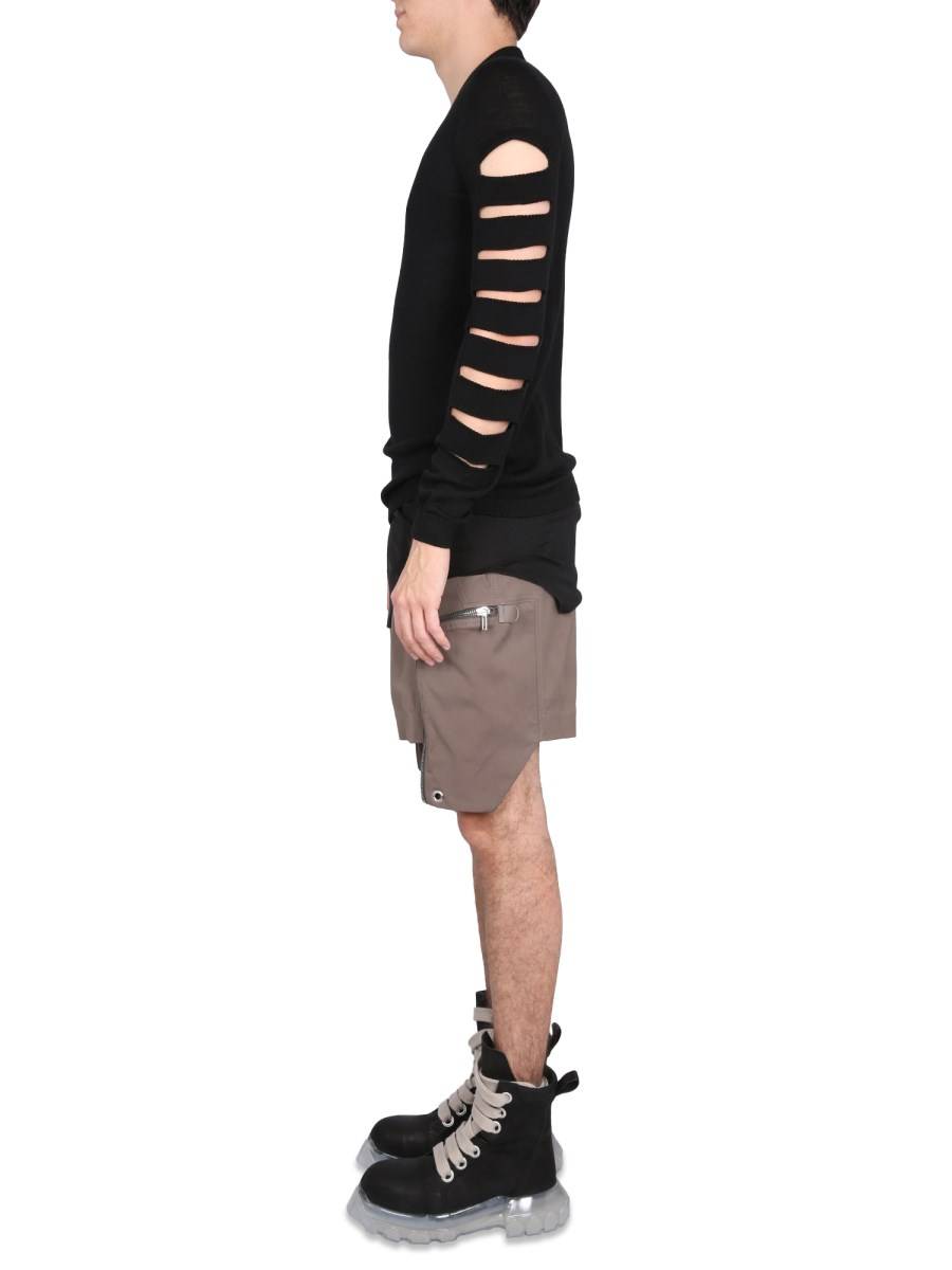 RICK OWENS MAGLIA CON DETTAGLI CUT-OUT IN MISTO LANA