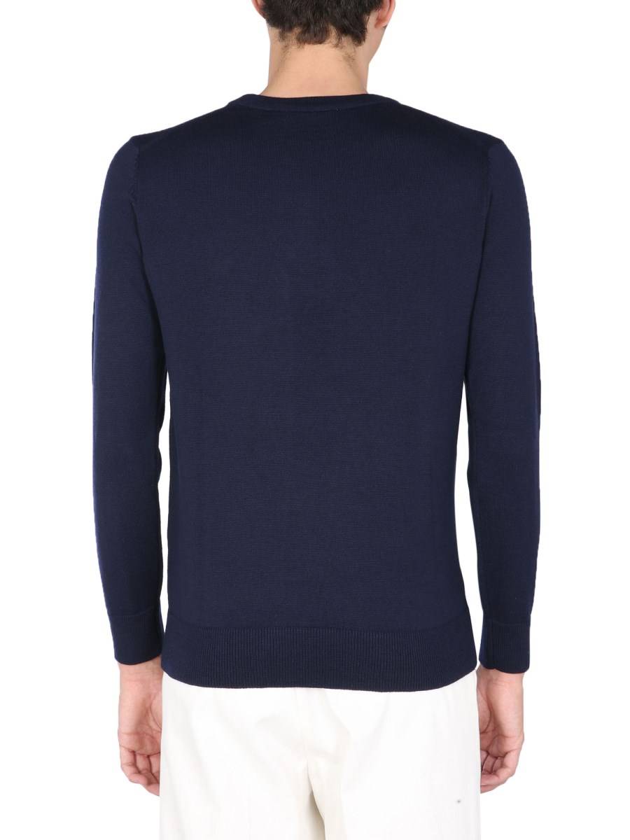 MAISON KITSUNÉ MAGLIA GIROCOLLO IN LANA CON PATCH TRICOLOR FOX