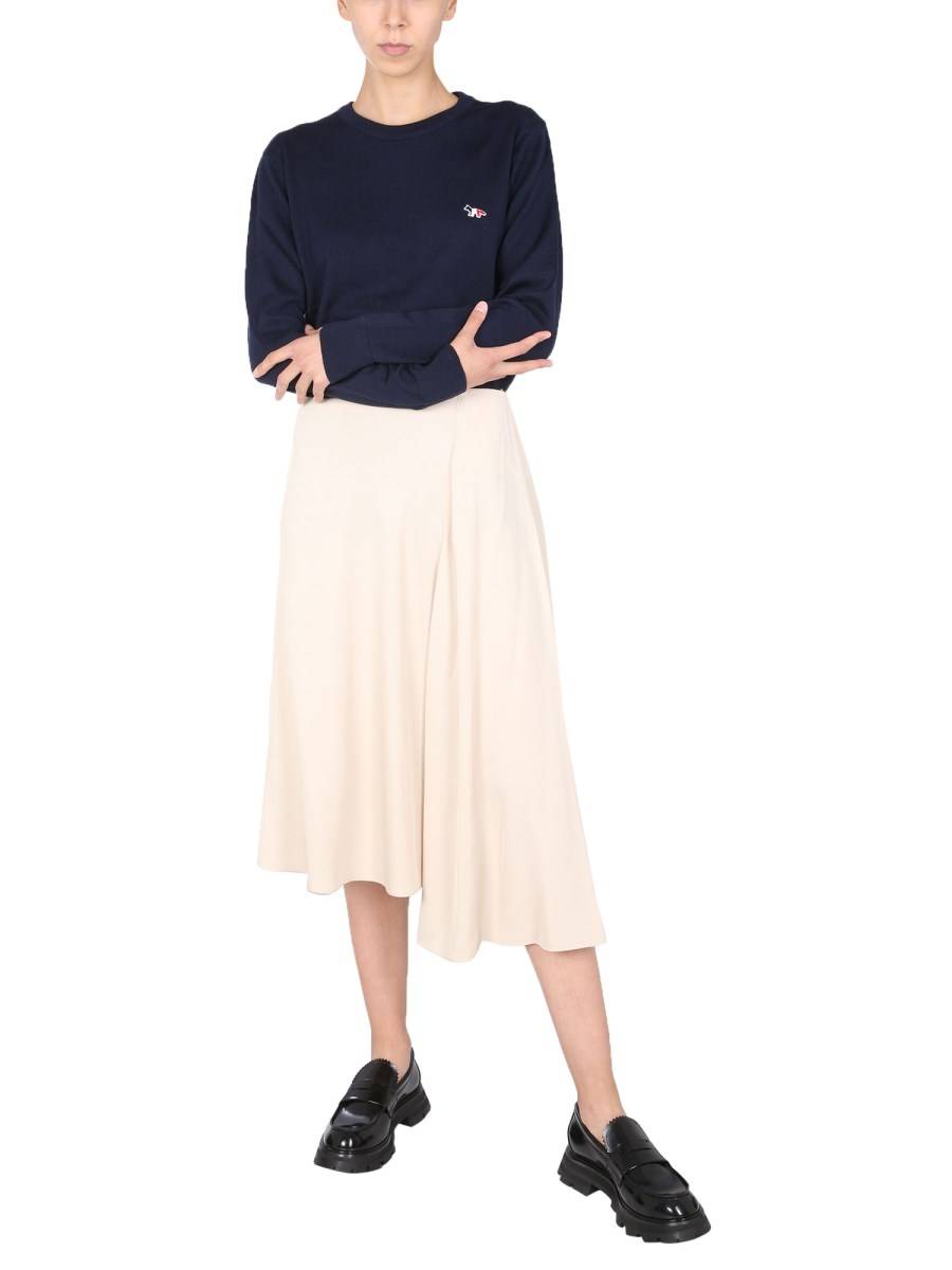 MAISON KITSUNÉ MAGLIA GIROCOLLO IN LANA CON PATCH TRICOLOR FOX