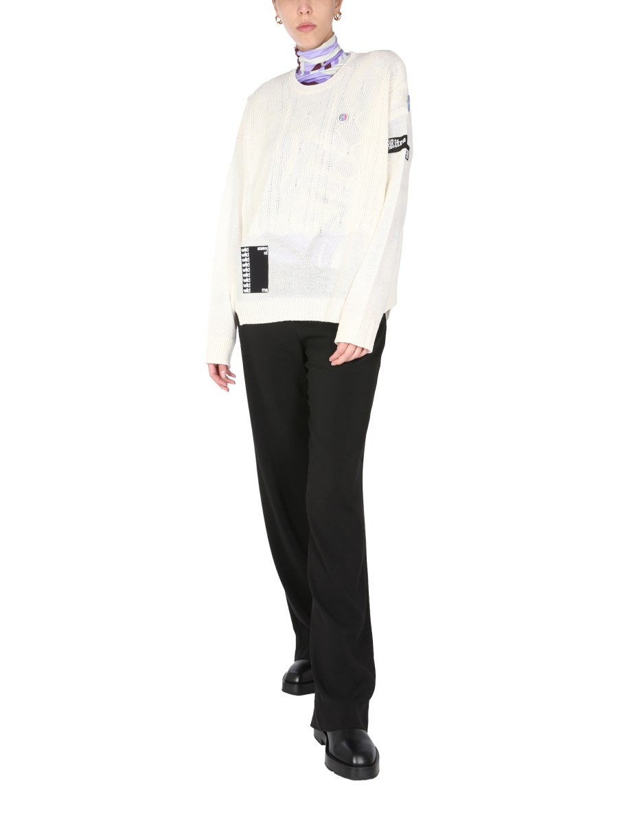 RAF SIMONS MAGLIA GIROCOLLO IN LANA MERINO CON SPILLA