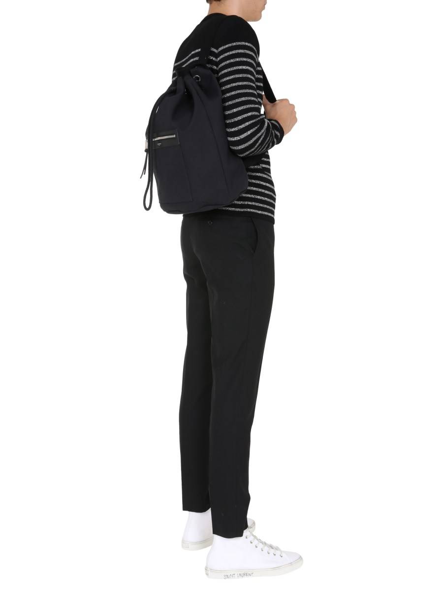 SAINT LAURENT MAGLIA GIROCOLLO IN MISTO COTONE E LANA CON MOTIVO A RIGHE