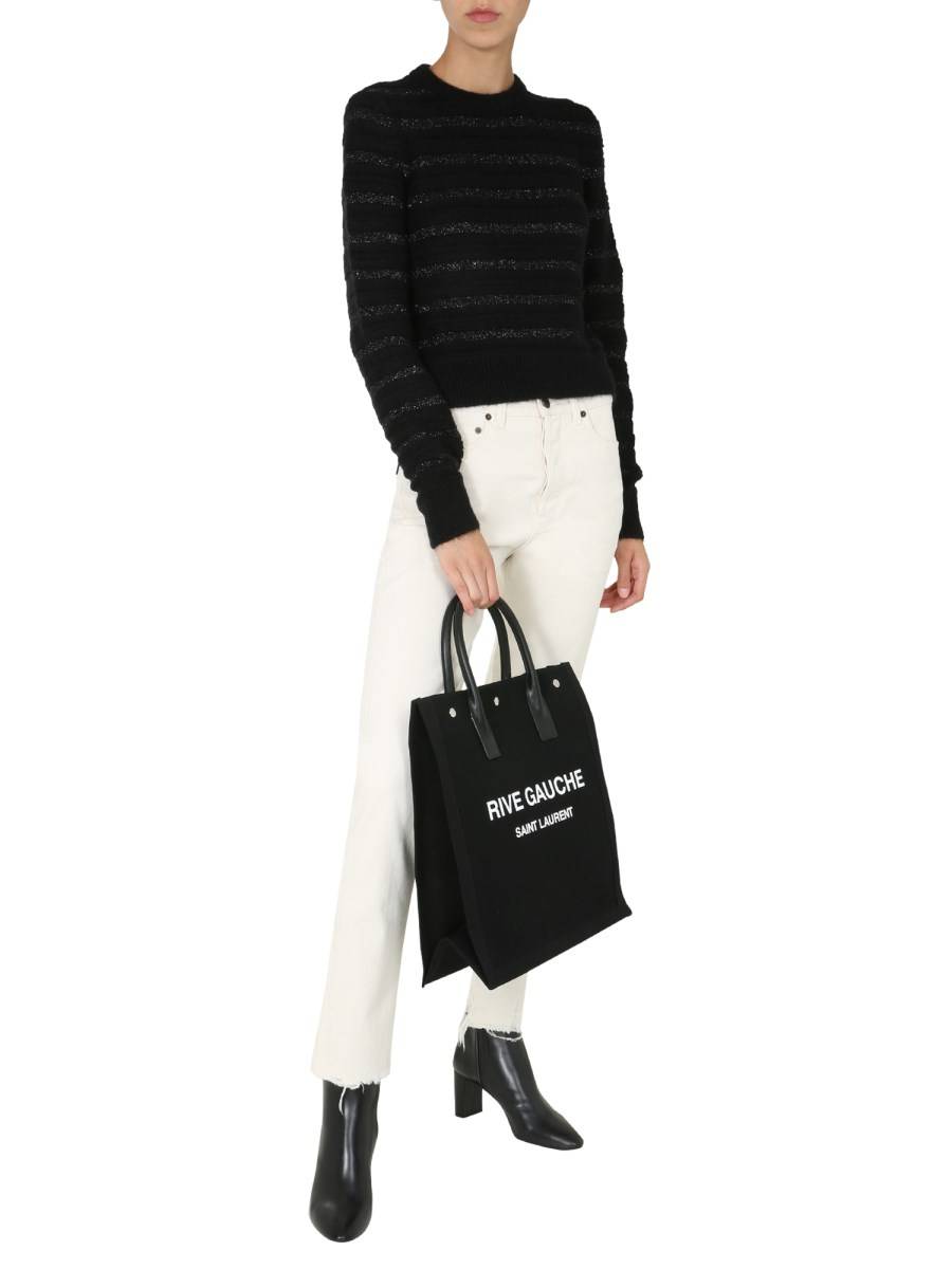 SAINT LAURENT MAGLIA GIROCOLLO IN MISTO LANA E MOHAIR CON DETTAGLI IN LUREX