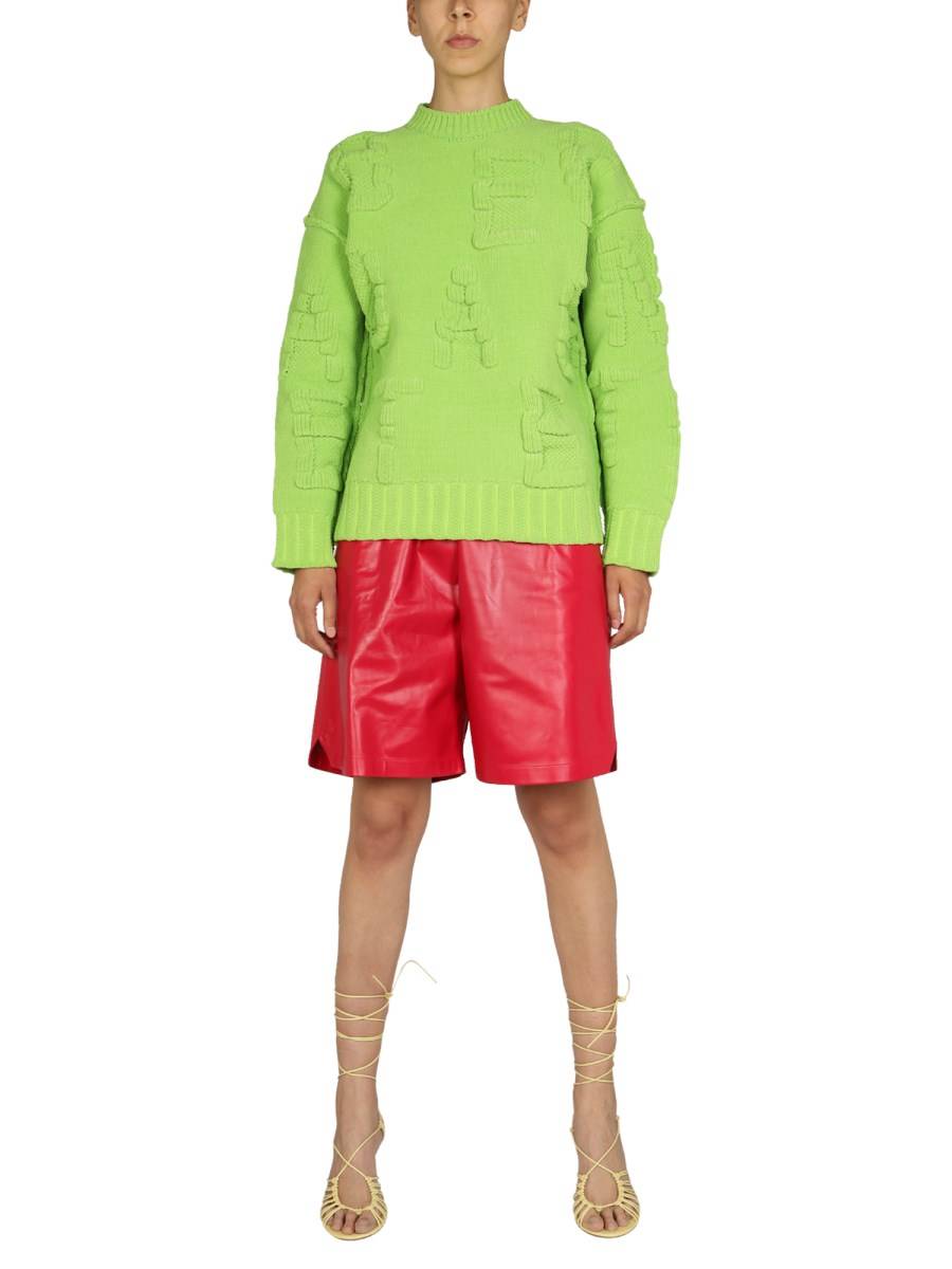 BOTTEGA VENETA MAGLIA IN CINIGLIA CON LOGO GOFFRATO