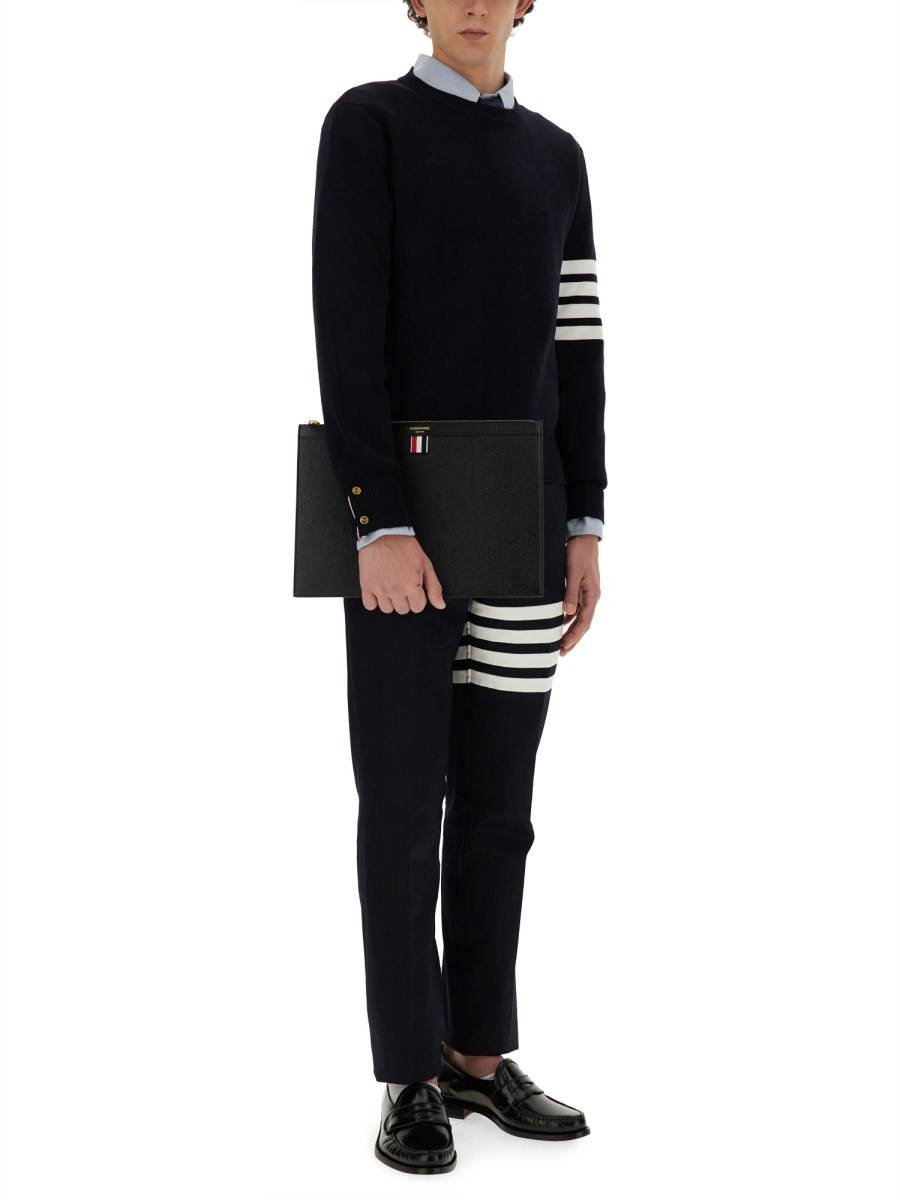 THOM BROWNE MAGLIA IN COTONE CON INTARSIO 4BAR STRIPE