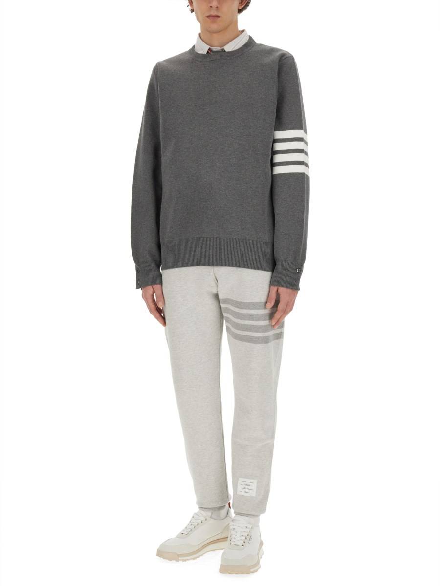 THOM BROWNE MAGLIA IN COTONE CON INTARSIO 4BAR STRIPE
