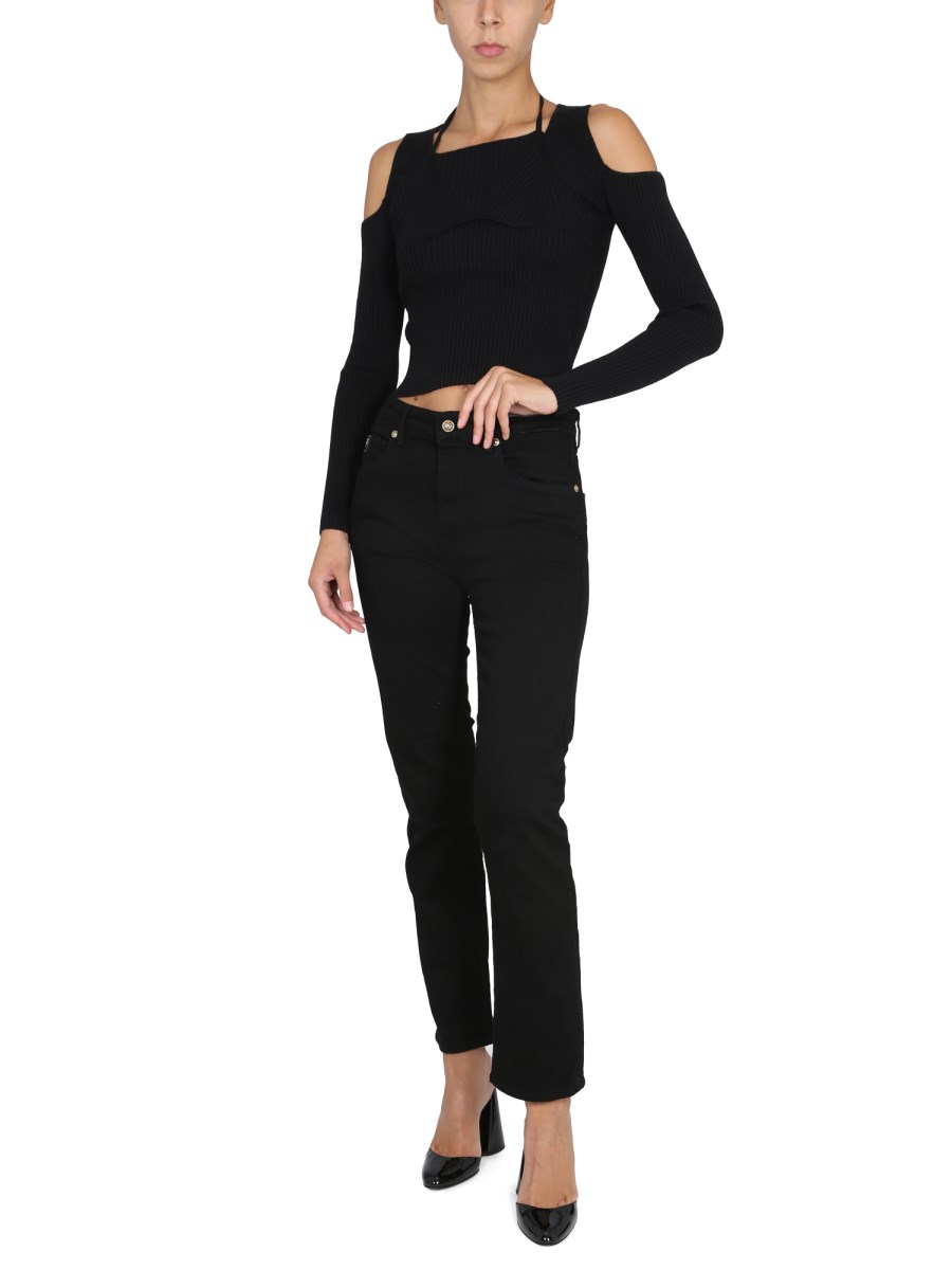 VERSACE JEANS COUTURE MAGLIA IN COTONE CON SPALLE SCOPERTE
