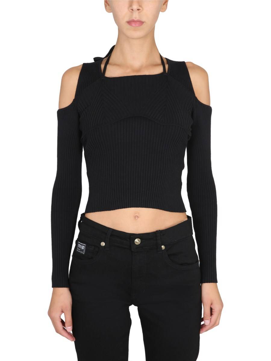 VERSACE JEANS COUTURE MAGLIA IN COTONE CON SPALLE SCOPERTE