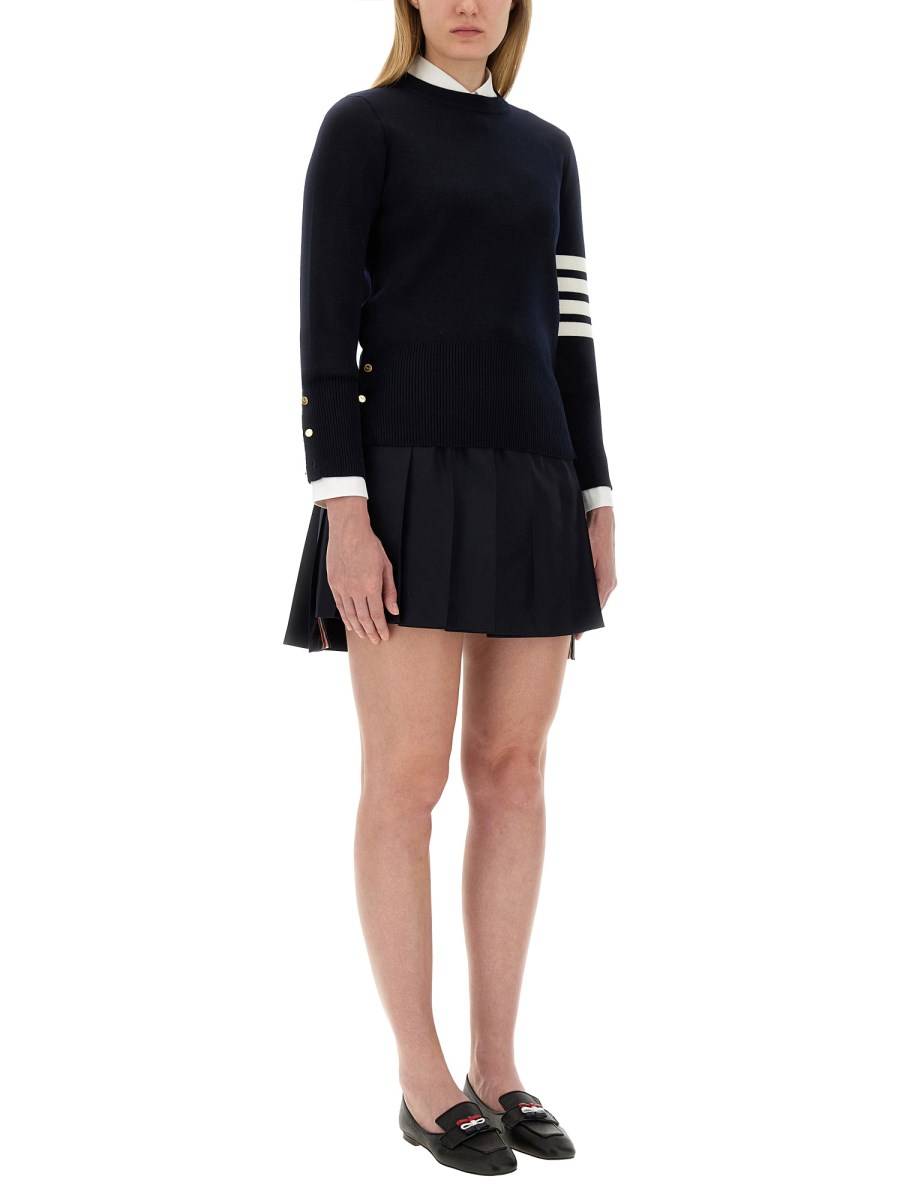THOM BROWNE MAGLIA IN COTONE PUNTO MILANO CON 4 BAR