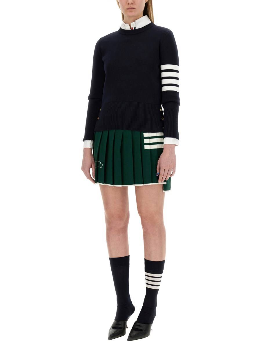 THOM BROWNE MAGLIA IN COTONE PUNTO MILANO CON 4 BAR