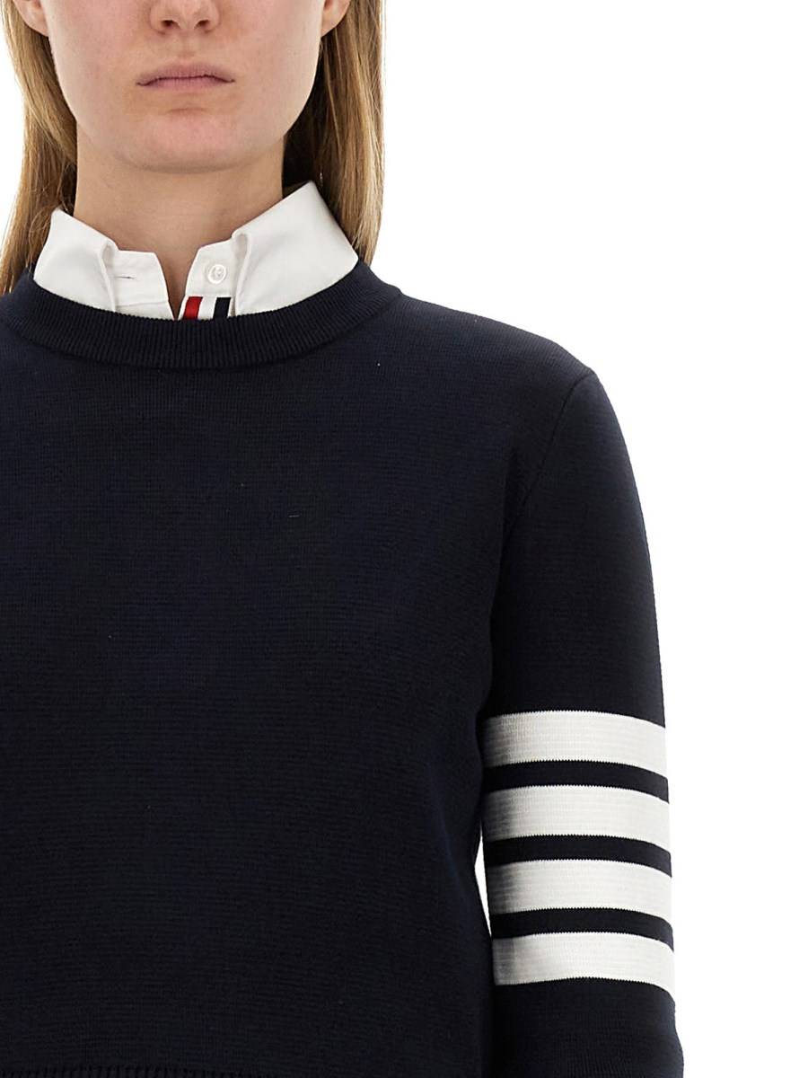 THOM BROWNE MAGLIA IN COTONE PUNTO MILANO CON 4 BAR