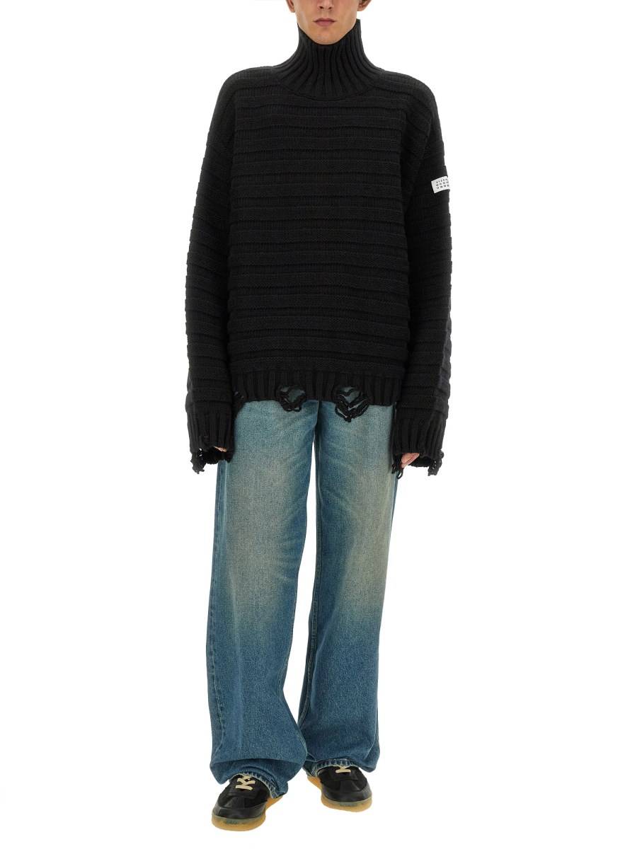 MM6 MAISON MARGIELA MAGLIONE A COLLO ALTO IN MISTO LANA