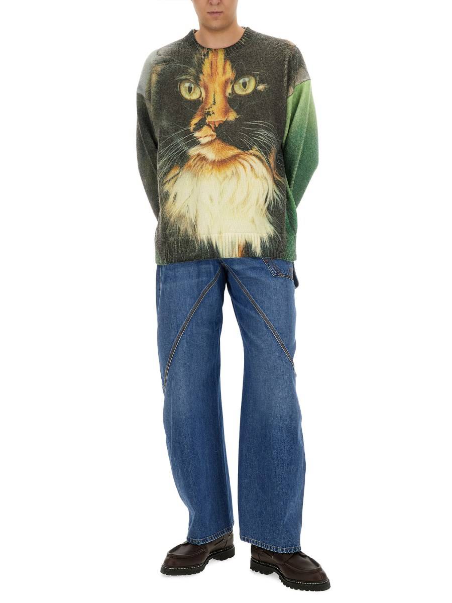 JW ANDERSON MAGLIONE CON STAMPA ASTRATTA IN LANA MERINO