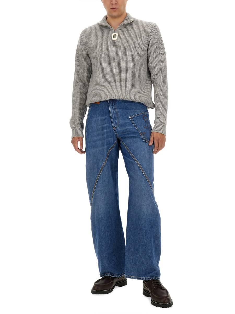 JW ANDERSON MAGLIONE CON ZIP PARZIALE IN MISTO LANA