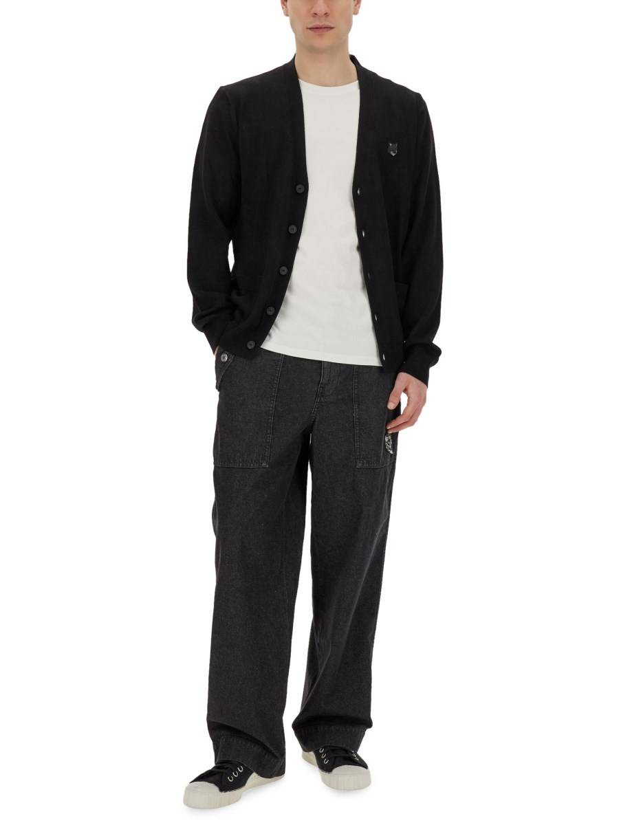 MAISON KITSUNÉ CARDIGAN IN LANA CON PATCH FOX