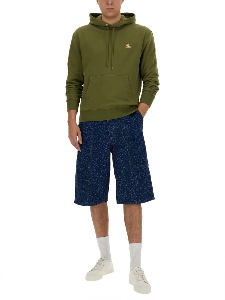 MAISON KITSUNÉ FELPA CON CAPPUCCIO IN COTONE