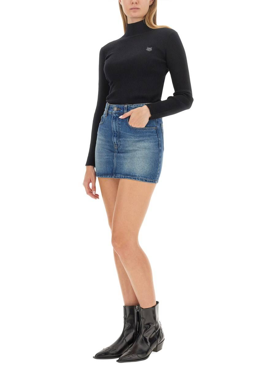 MAISON KITSUNÉ MAGLIA IN LANA CON PATCH FOX