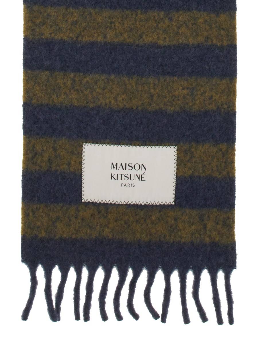 MAISON KITSUNÉ SCIARPA IN LANA CON MOTIVO RIGA