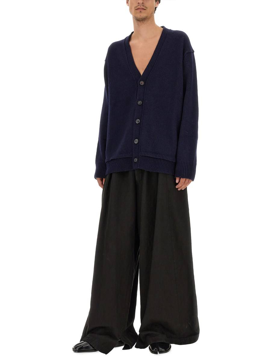 MAISON MARGIELA CARDIGAN IN LANA CON SCOLLO A V