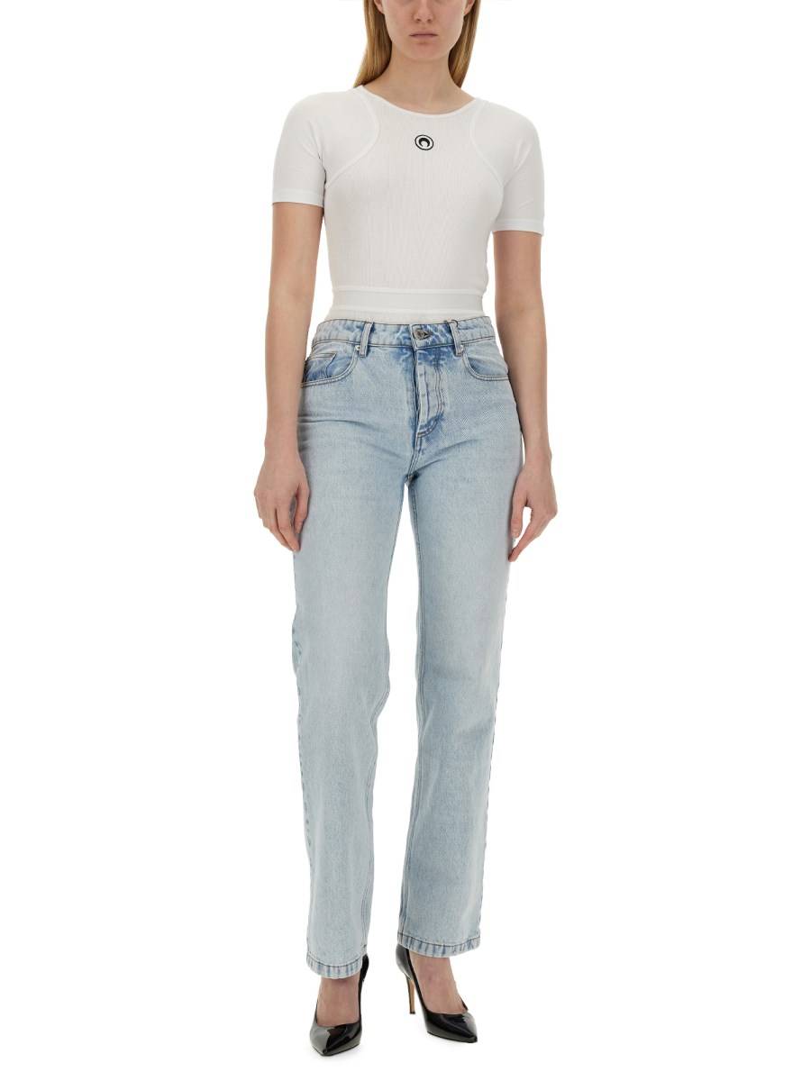 MARINE SERRE BODY IN COTONE CON LOGO