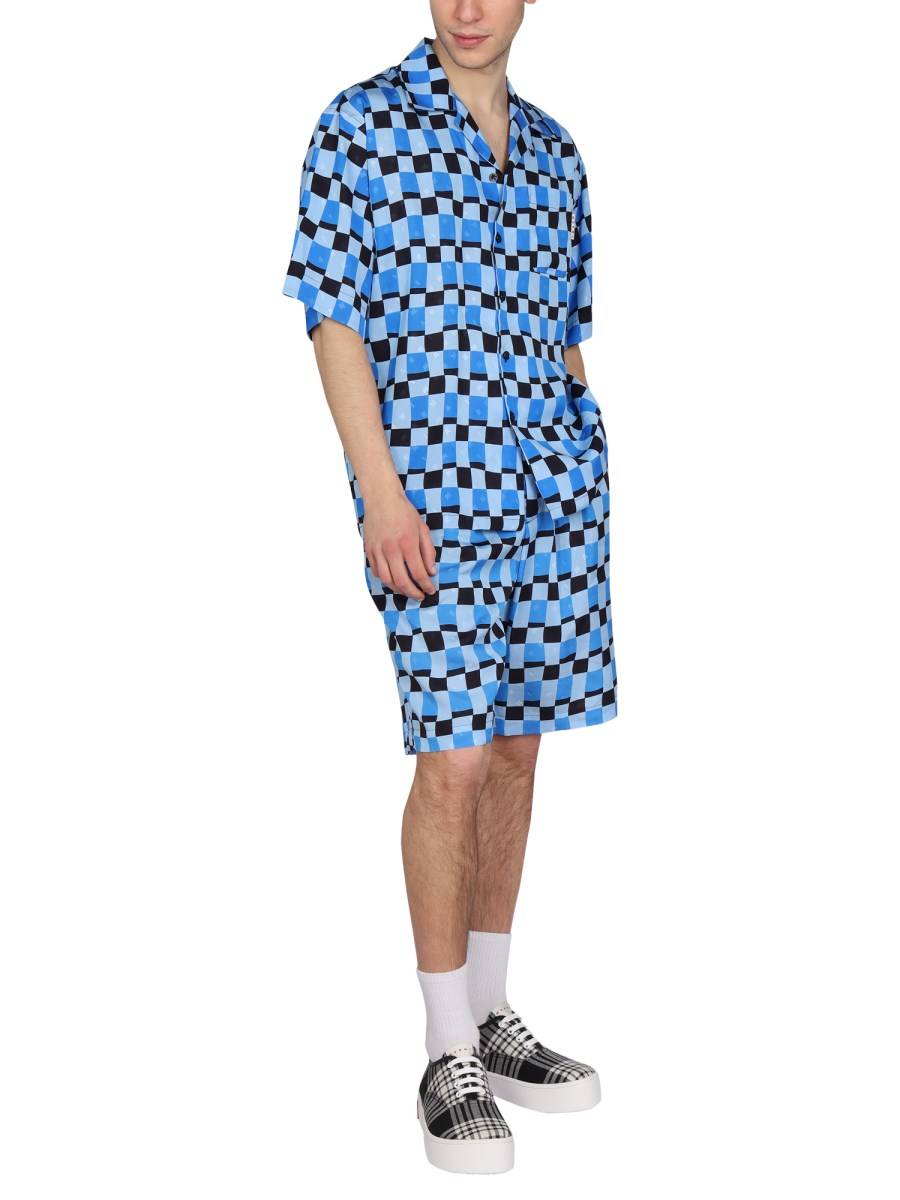 MARNI BERMUDA IN VISCOSA CON STAMPA CHECK