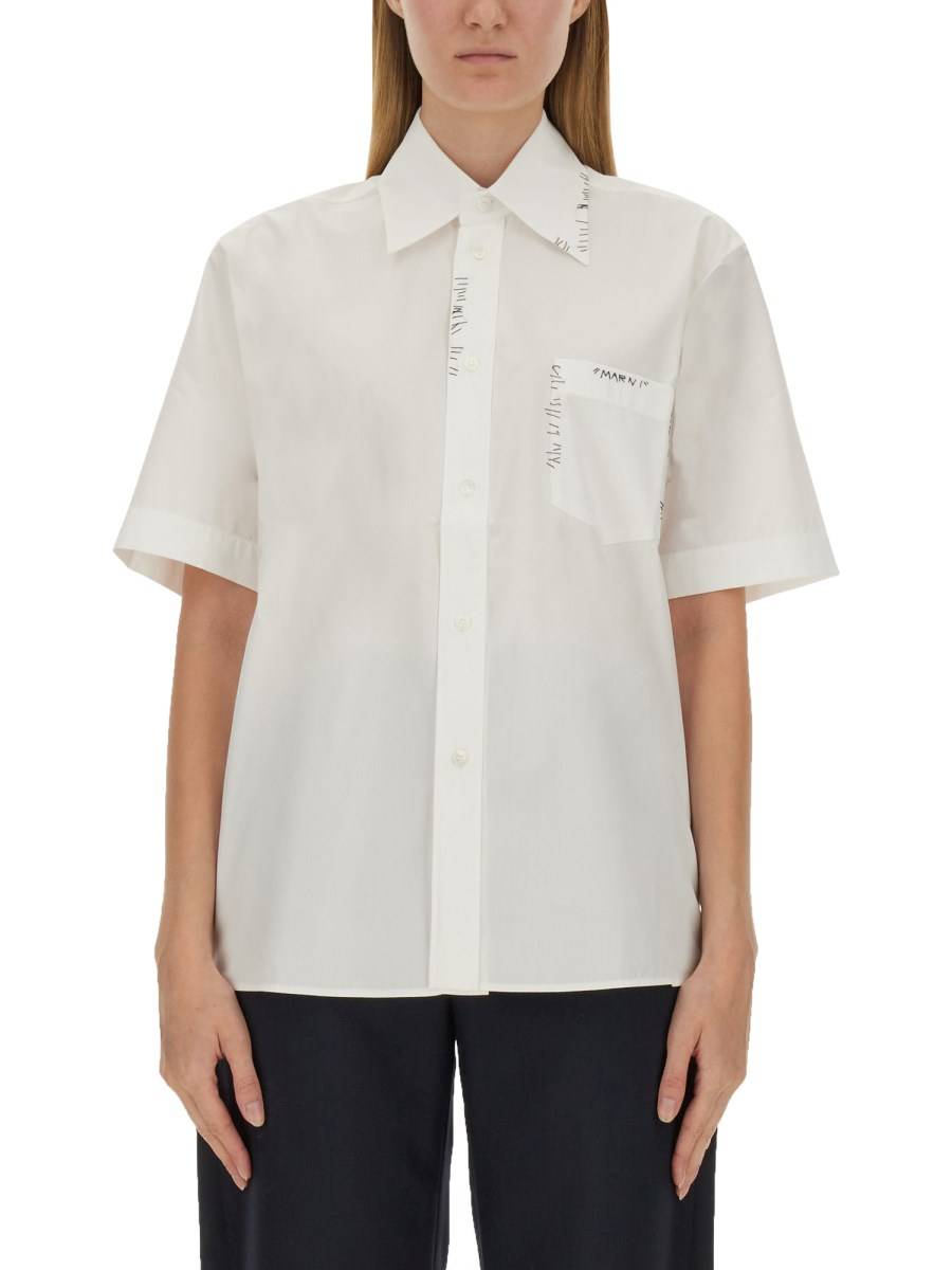 MARNI CAMICIA IN POPELINE DI COTONE CON LOGO