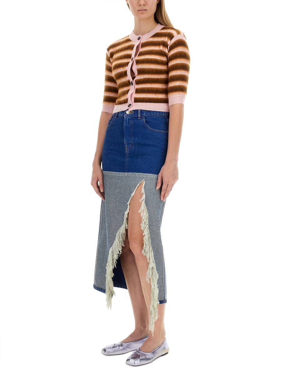 MARNI CARDIGAN IN LANA CON MOTIVO RIGA