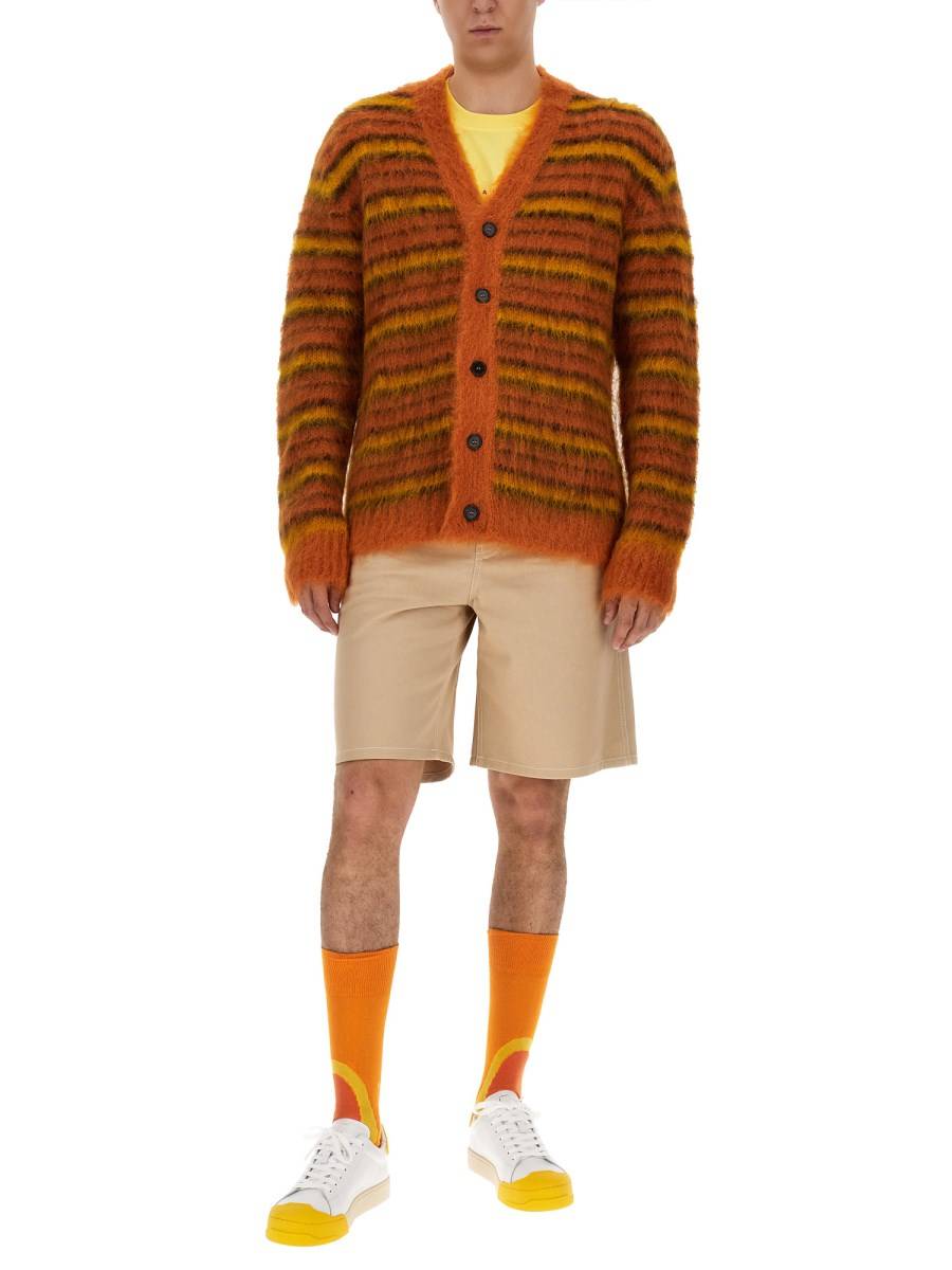 MARNI CARDIGAN IN MOHAIR CON SCOLLO A V