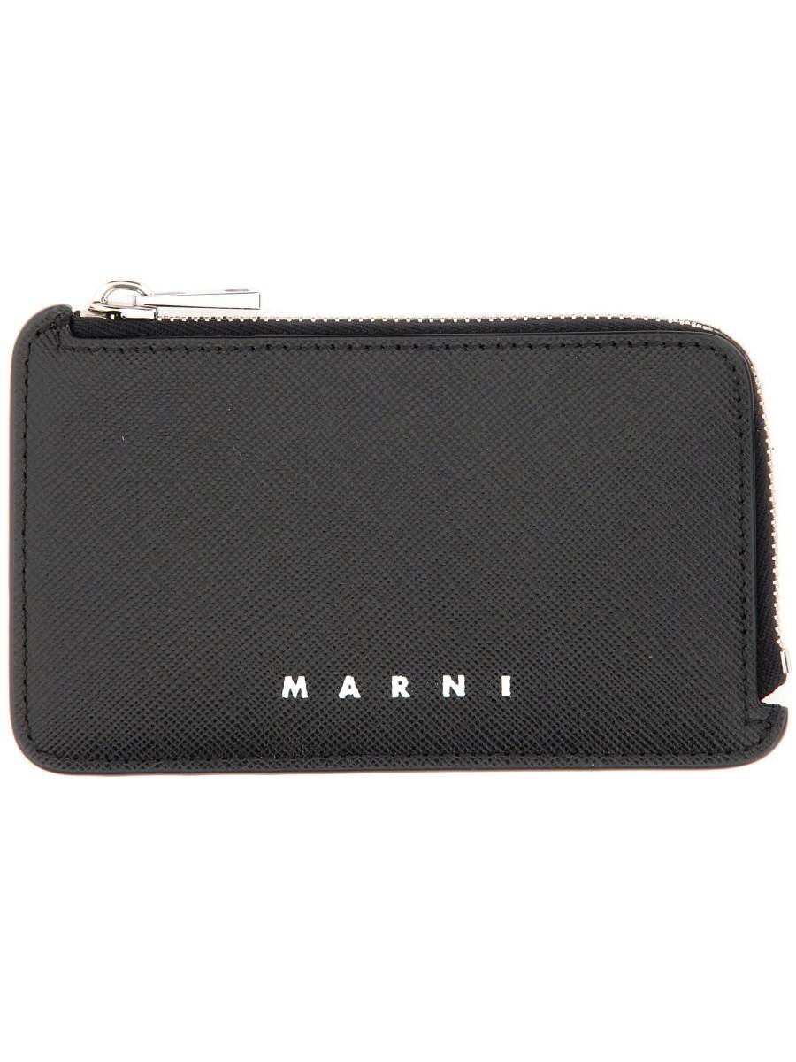 MARNI PORTACARTE IN PELLE SAFFIANO CON ZIP