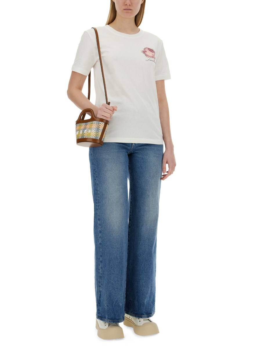 MARNI T-SHIRT IN JERSEY DI COTONE CON STAMPA LOGO