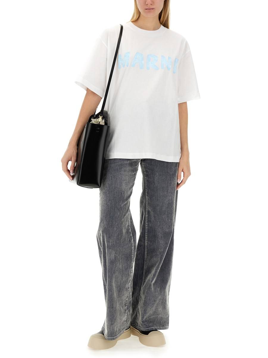 MARNI T-SHIRT IN JERSEY DI COTONE CON STAMPA LOGO
