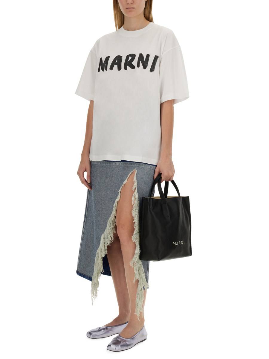 MARNI T-SHIRT IN JERSEY DI COTONE CON STAMPA LOGO