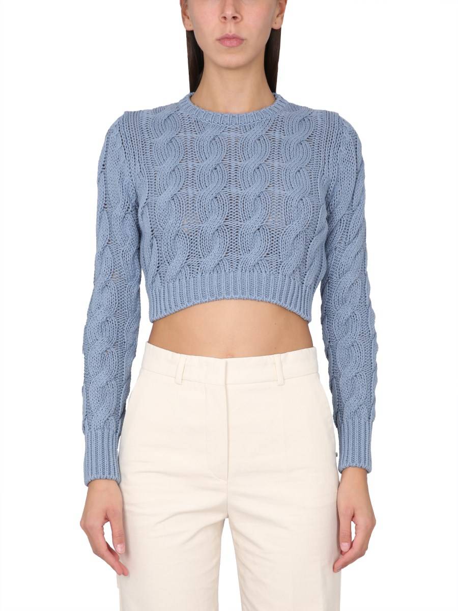 MAX MARA MAGLIA CROPPED SFINGE IN COTONE