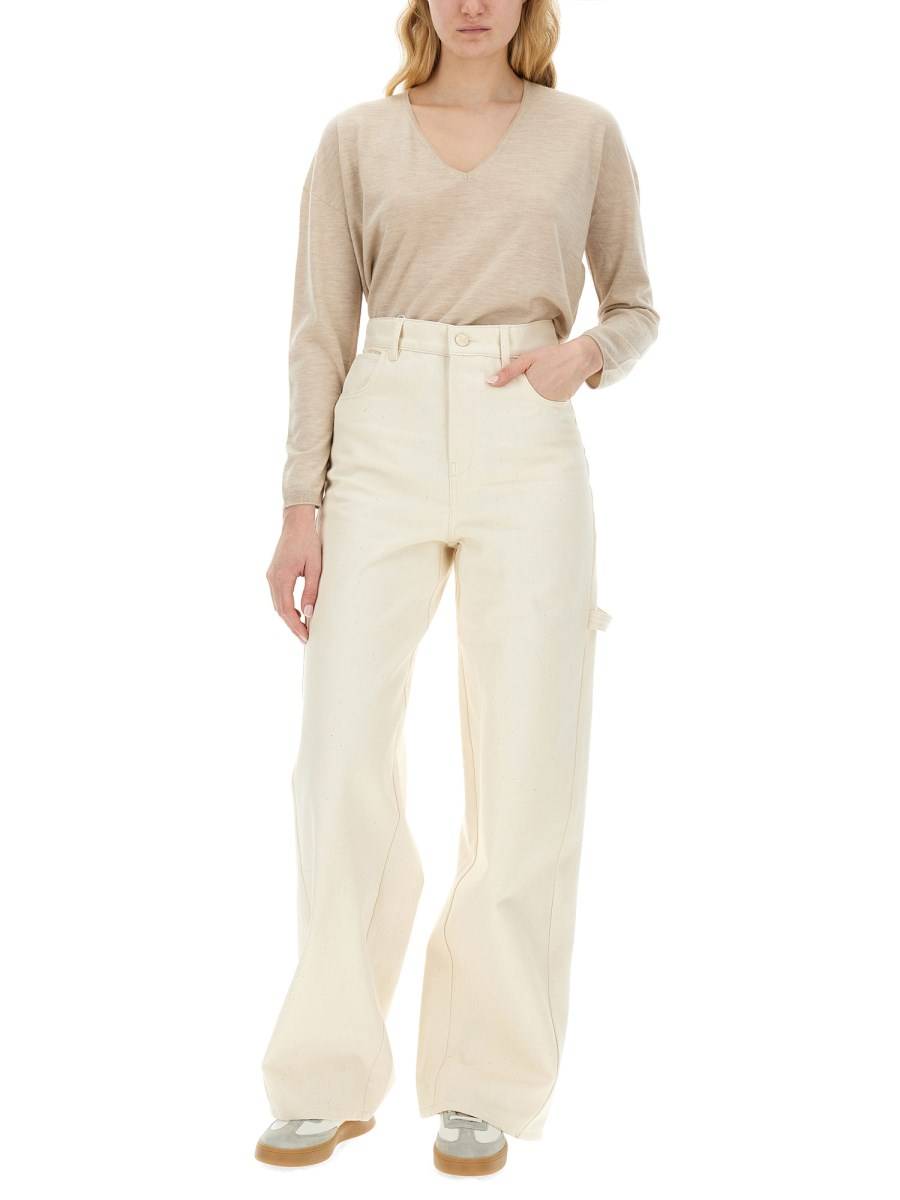 MAX MARA PANTALONE AMPIO IN DENIM DI COTONE